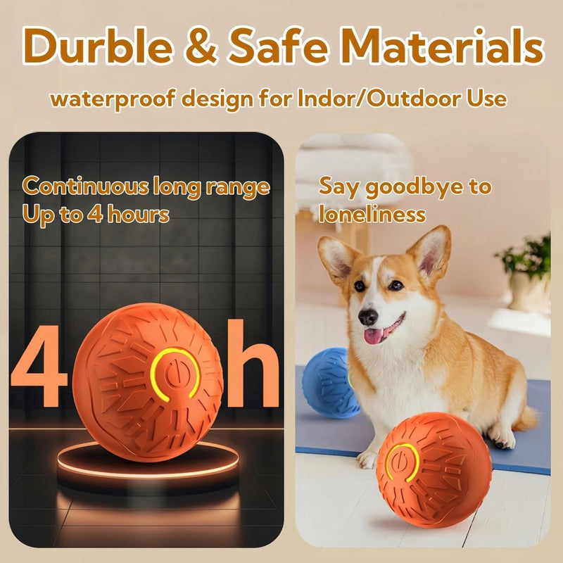 Interactive Dog Ball Toy - Smart Bounce Ball with Unpredictable Movement | Automatic Rolling Ball for Bored Dogs | USB Rechargeable Pet Exercise Toy