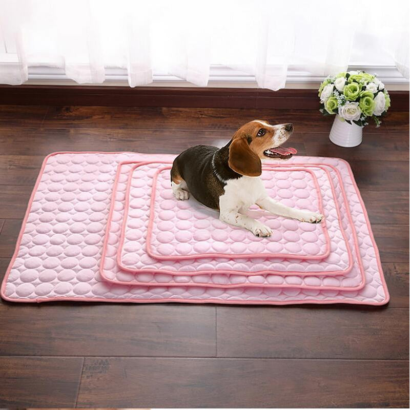 Pink Pet Cooling Mat - Ice Silk Cool Pad for Dogs & Cats | Self-Cooling Gel Mat for Hot Weather | Large 40x28 inch Washable Summer Pet Bed
