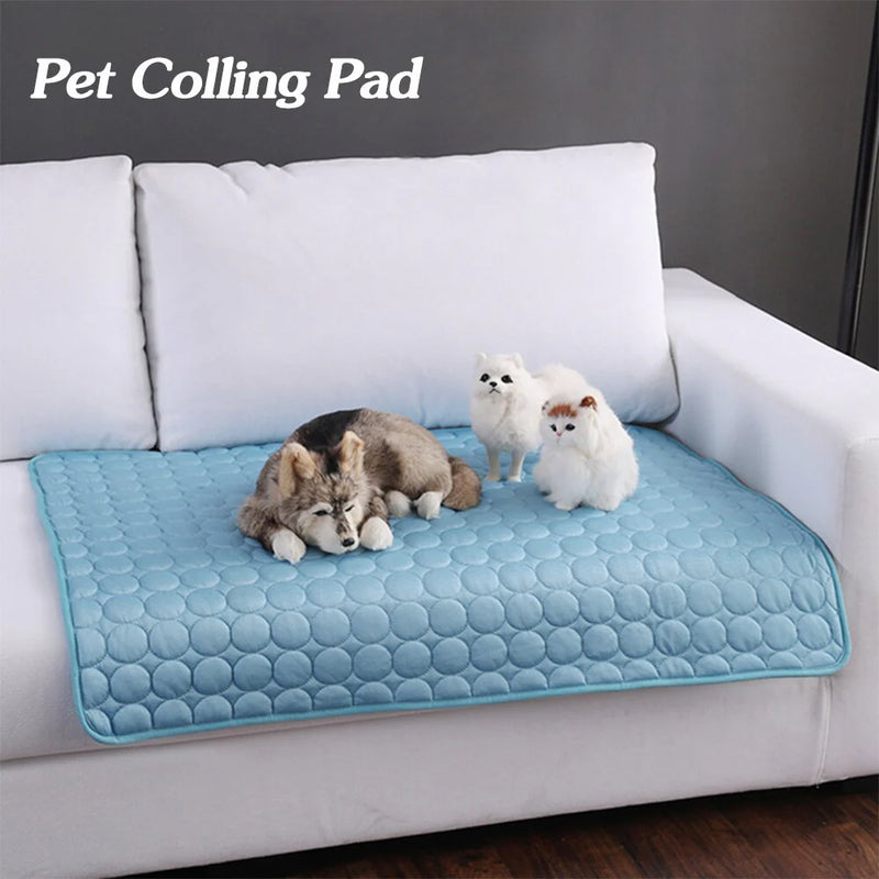 Pink Pet Cooling Mat - Ice Silk Cool Pad for Dogs & Cats | Self-Cooling Gel Mat for Hot Weather | Large 40x28 inch Washable Summer Pet Bed