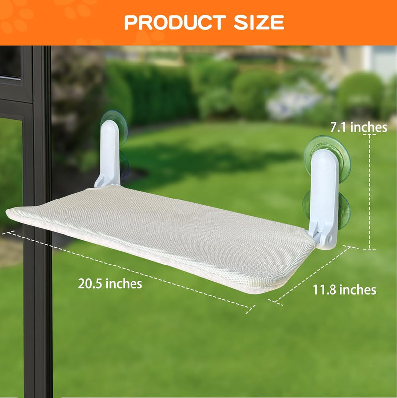 Cat Window Perch - Foldable Window Hammock with Suction Cups | Removable Soft Cushion for Indoor Cats | Breathable Mesh Cat Window Bed for Sunbathing