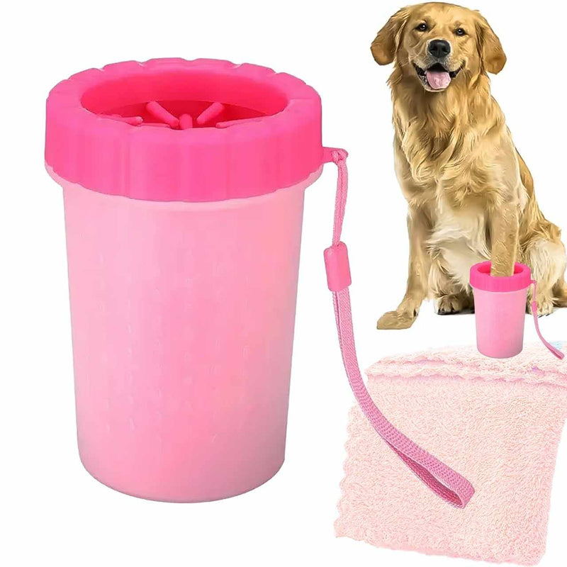 Dog Paw Cleaner Cup – Portable & Mess-Free Pet Paw Washer for Small & Medium Dogs, Silicone Bristle Paw Cleaner with Quick-Dry Towel – Easy Dog Paw Washing Cup for Muddy Paws (Blue, One Size)