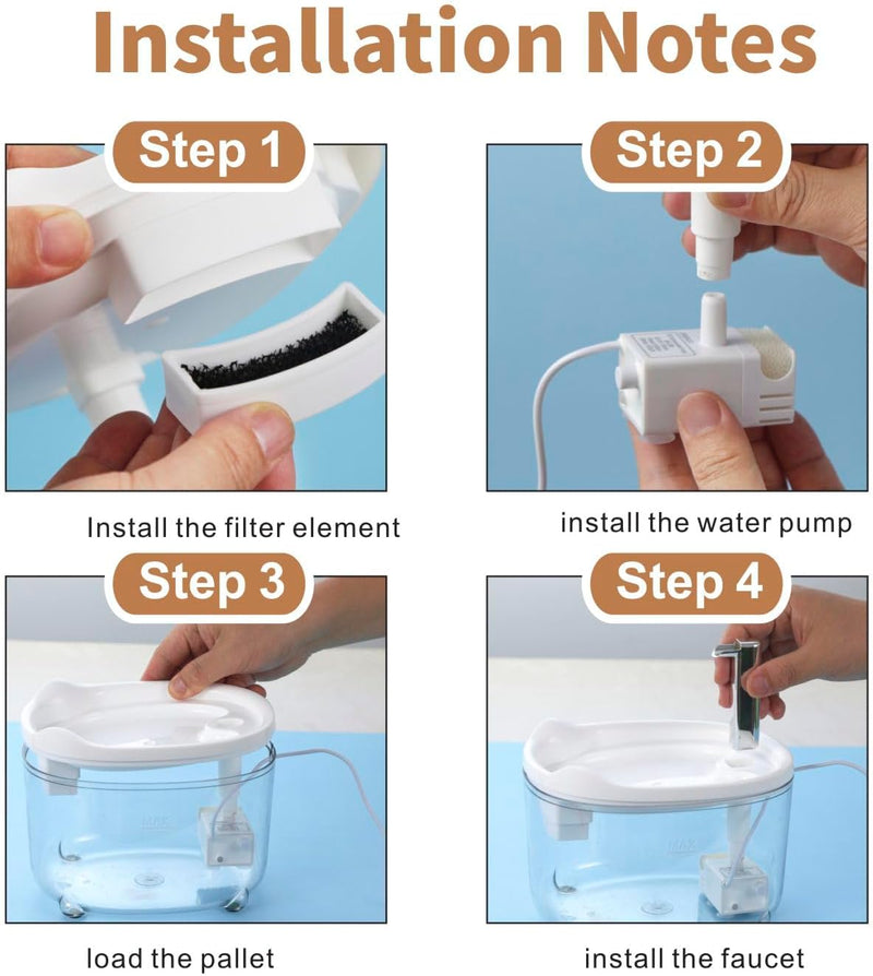 Cat Water Fountain - Silent Automatic Pet Water Dispenser | Clear Plastic Cat Drinking Fountain with Quiet Pump | Fresh Flowing Water for Cats & Small Dogs
