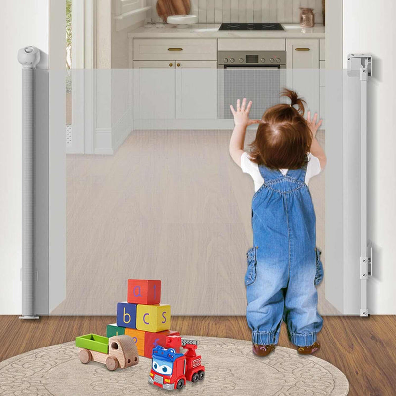 Retractable Baby Gate,Mesh Baby Gate or Mesh Dog Gate,33" Tall,Extends up to 55" Wide,Child Safety Gate for Doorways, Stairs, Hallways, Indoor/Outdoor