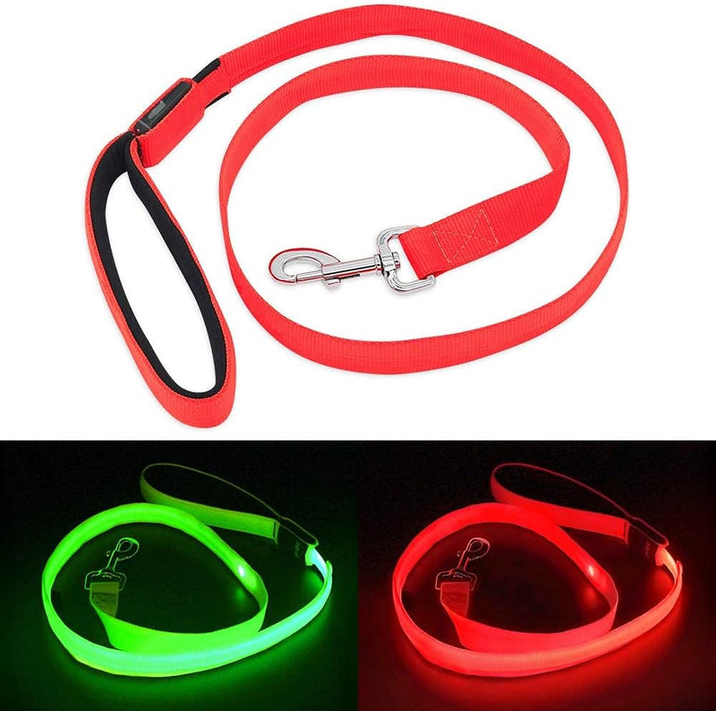 LED Dog Leash - Rechargeable Light Up Safety Leash for Night Walking | 4ft Reflective Dog Lead with USB Charging | Visible Glow Leash for Small Medium Large Dogs