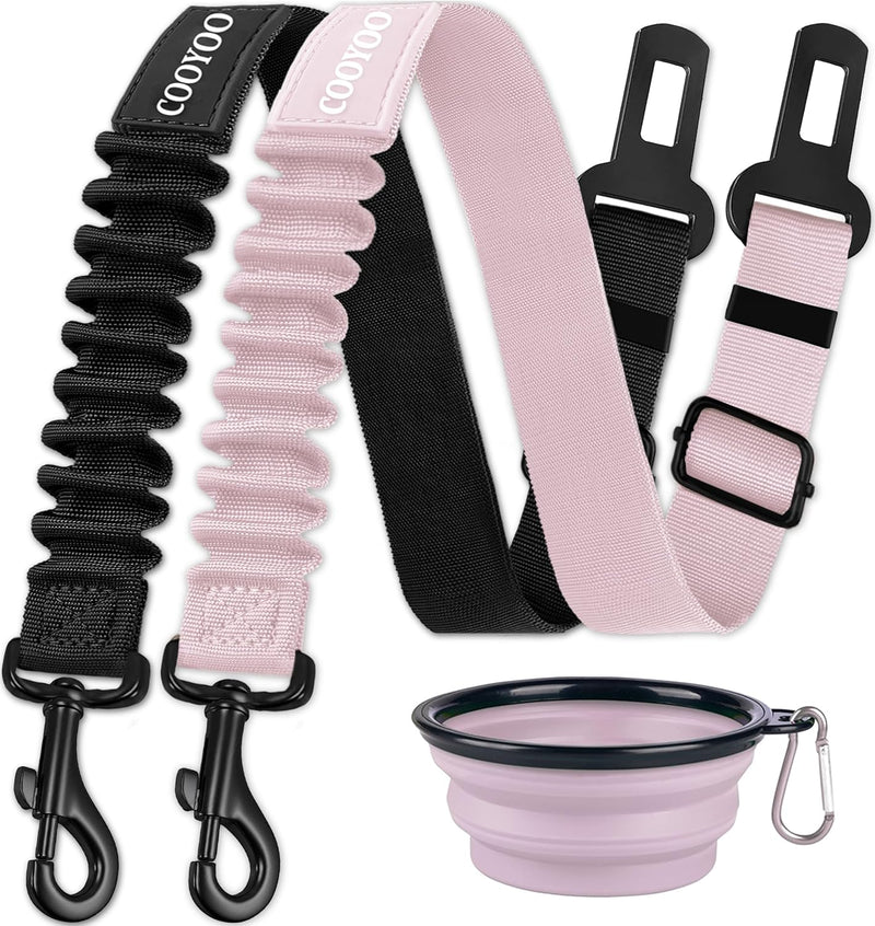Dog Seat Belt,3 Piece Set Retractable Dog Car Harness Adjustable Dog Seat Belt for Vehicle Nylon Pet Safety Seat Belts Heavy Duty & Elastic