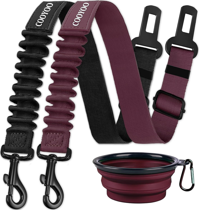 Dog Seat Belt,3 Piece Set Retractable Dog Car Harness Adjustable Dog Seat Belt for Vehicle Nylon Pet Safety Seat Belts Heavy Duty & Elastic