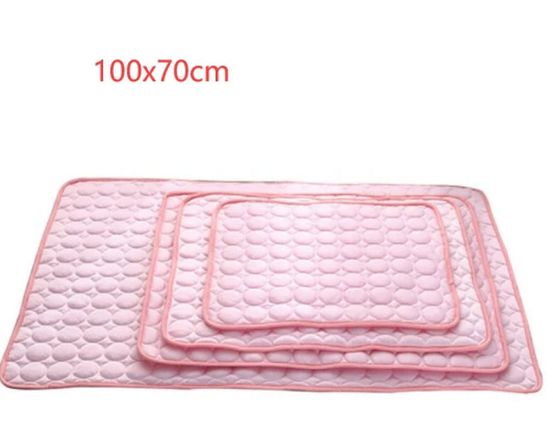 Pink Pet Cooling Mat - Ice Silk Cool Pad for Dogs & Cats | Self-Cooling Gel Mat for Hot Weather | Large 40x28 inch Washable Summer Pet Bed