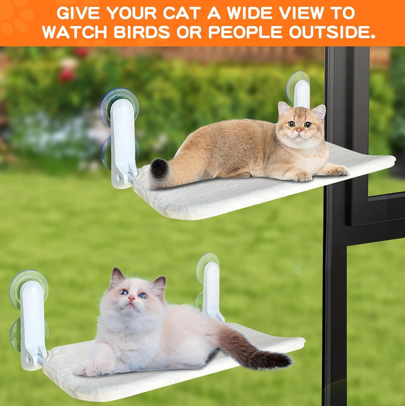 Cat Window Perch - Foldable Window Hammock with Suction Cups | Removable Soft Cushion for Indoor Cats | Breathable Mesh Cat Window Bed for Sunbathing