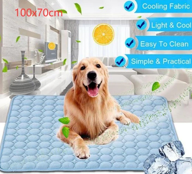 Pink Pet Cooling Mat - Ice Silk Cool Pad for Dogs & Cats | Self-Cooling Gel Mat for Hot Weather | Large 40x28 inch Washable Summer Pet Bed